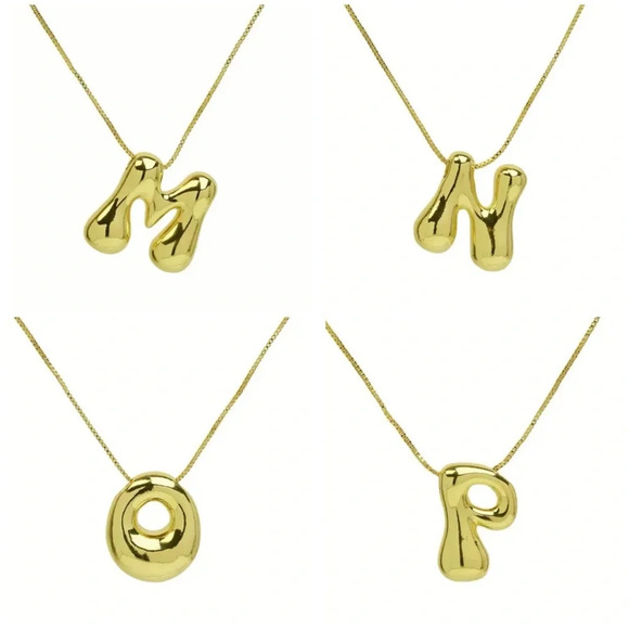 18k Gold Plated Bubble Letter Necklace - Picture 8 of 11